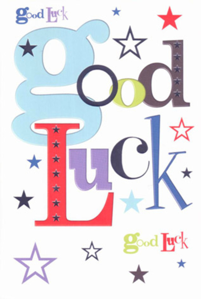 This animated, luck-inspired card captures the warm, inclusive energy that flows through Shadwell, from bustling market stalls to tranquil riverside parks. Every letter bursts forward with character: broad swathes of pastel blue, sleek lines of midnight black, vibrant red accents, all punctuated by a confetti of lemon-lime, soft lavender, and electric indigo stars. The playful cascade of stars seems to leap from the white background, reminding me of torchlit evenings by Shadwell Basin or the spirited cheer of a local celebration. The open white space allows each hue and flourish to shine independently, creating a composition as fresh and uplifting as a bouquet readied for same-day delivery along Mile End Road. The card's texture offers a gratifying smoothness-premium cardstock echoing the careful attention that goes into arranging flowers in our very own Shadwell studio. This card becomes more than a message: it's a colourful token of unwavering hope, perfect for marking new journeys or congratulating someone embarking on fresh opportunities near Watney Market.